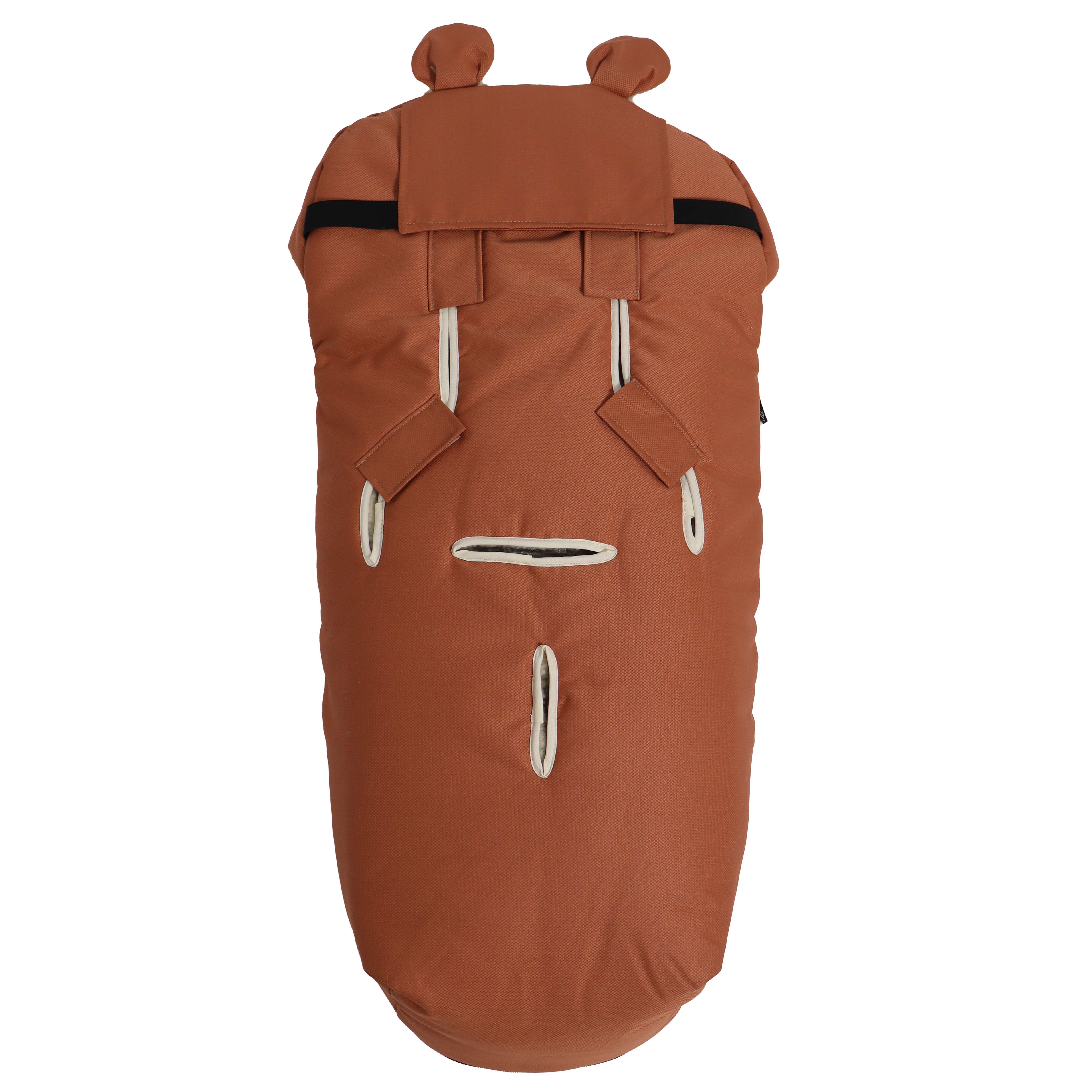 Geschlossener Fußsack in coral gold mit Schafwolle-Innenfutter Rückseite