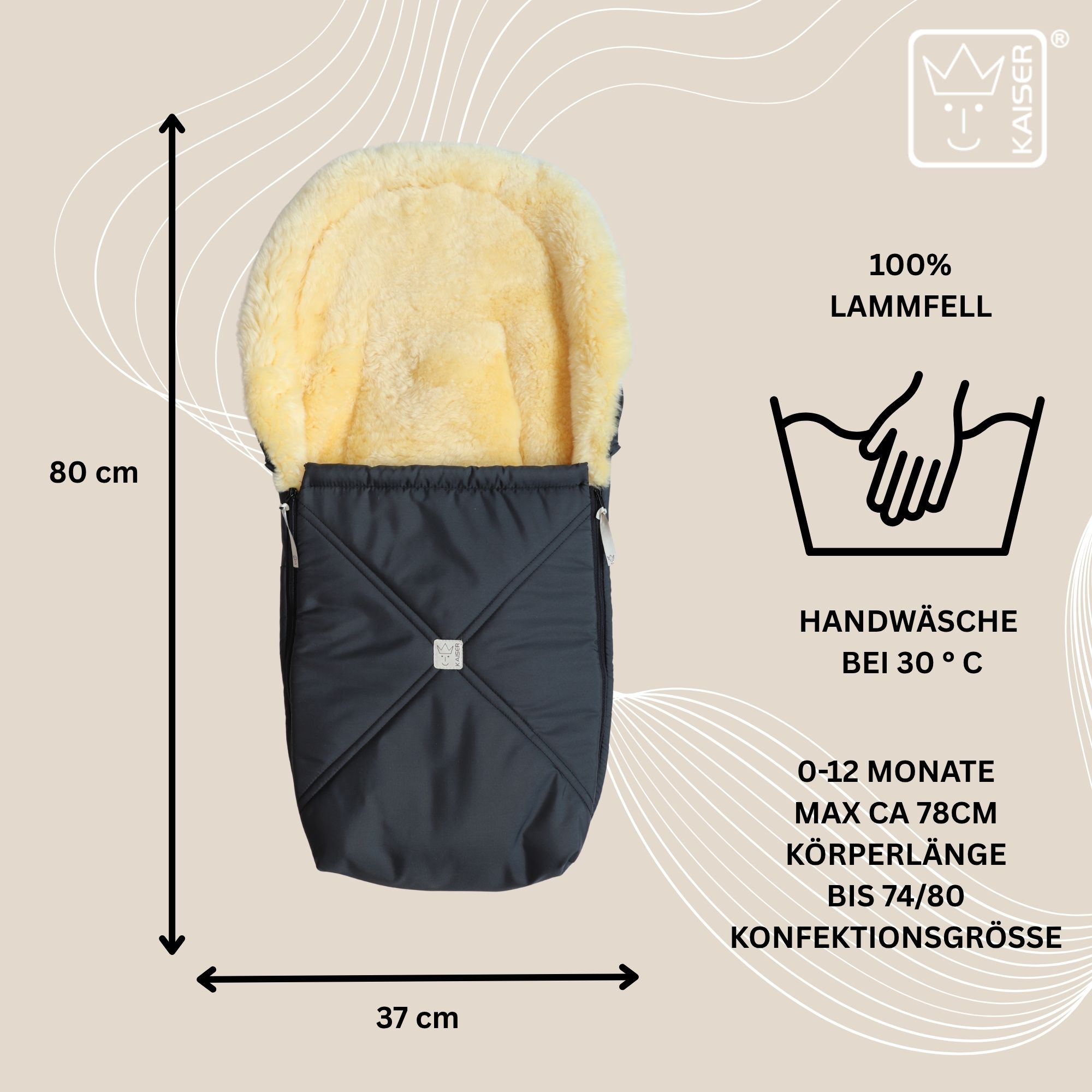 EMMY Lammfell Babyschalen-Fußsack