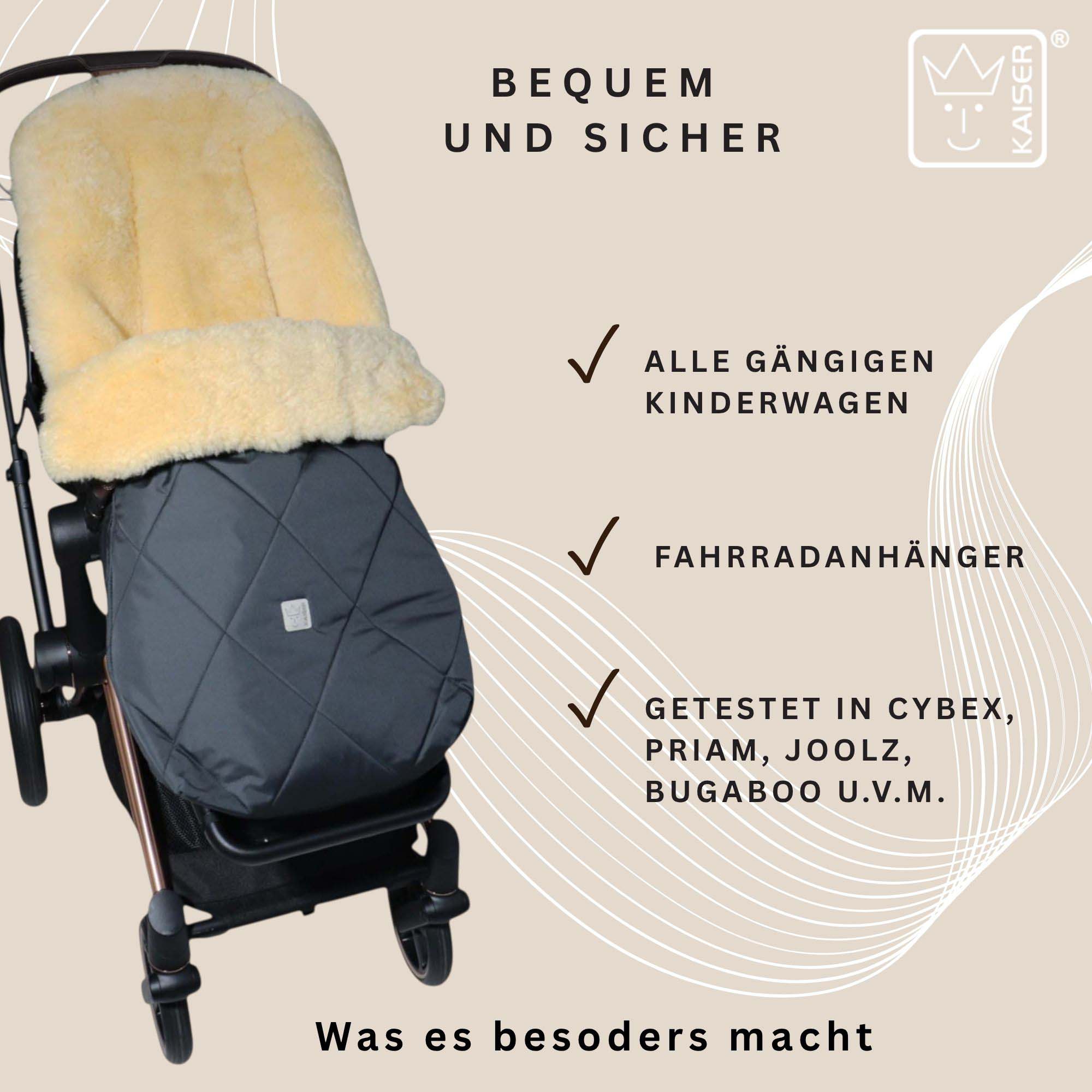 COOSY Lammfell-Kinderwagen Fußsack