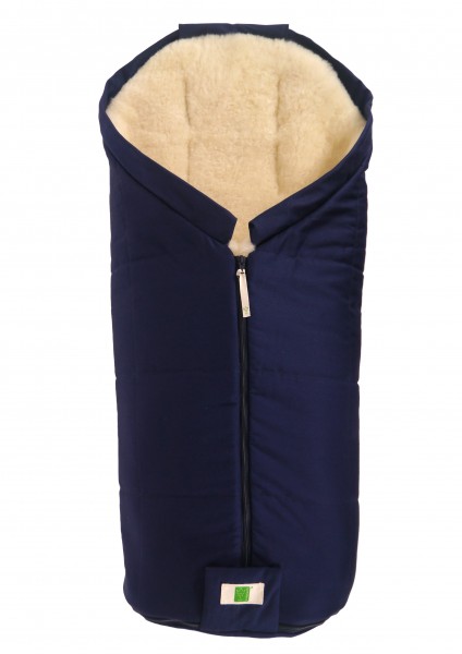 Winterfußsack in der Farbe navy für Kinderwagen mit Lammfell