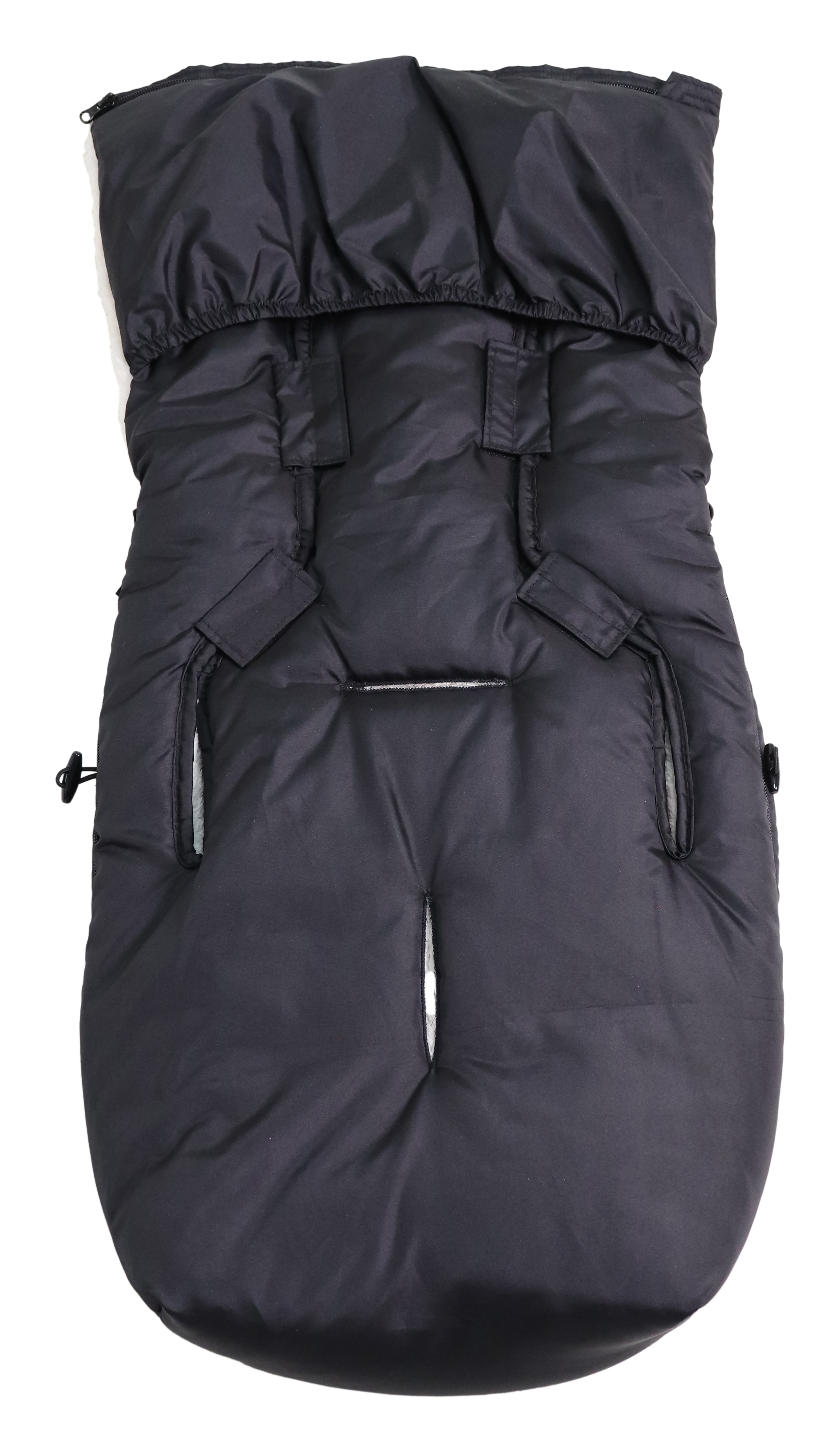 HOODY 2.0 Rückseite des Fußsacks mit weißem Fleece-Innenfutter für Babyschale in der Farbe black-creme