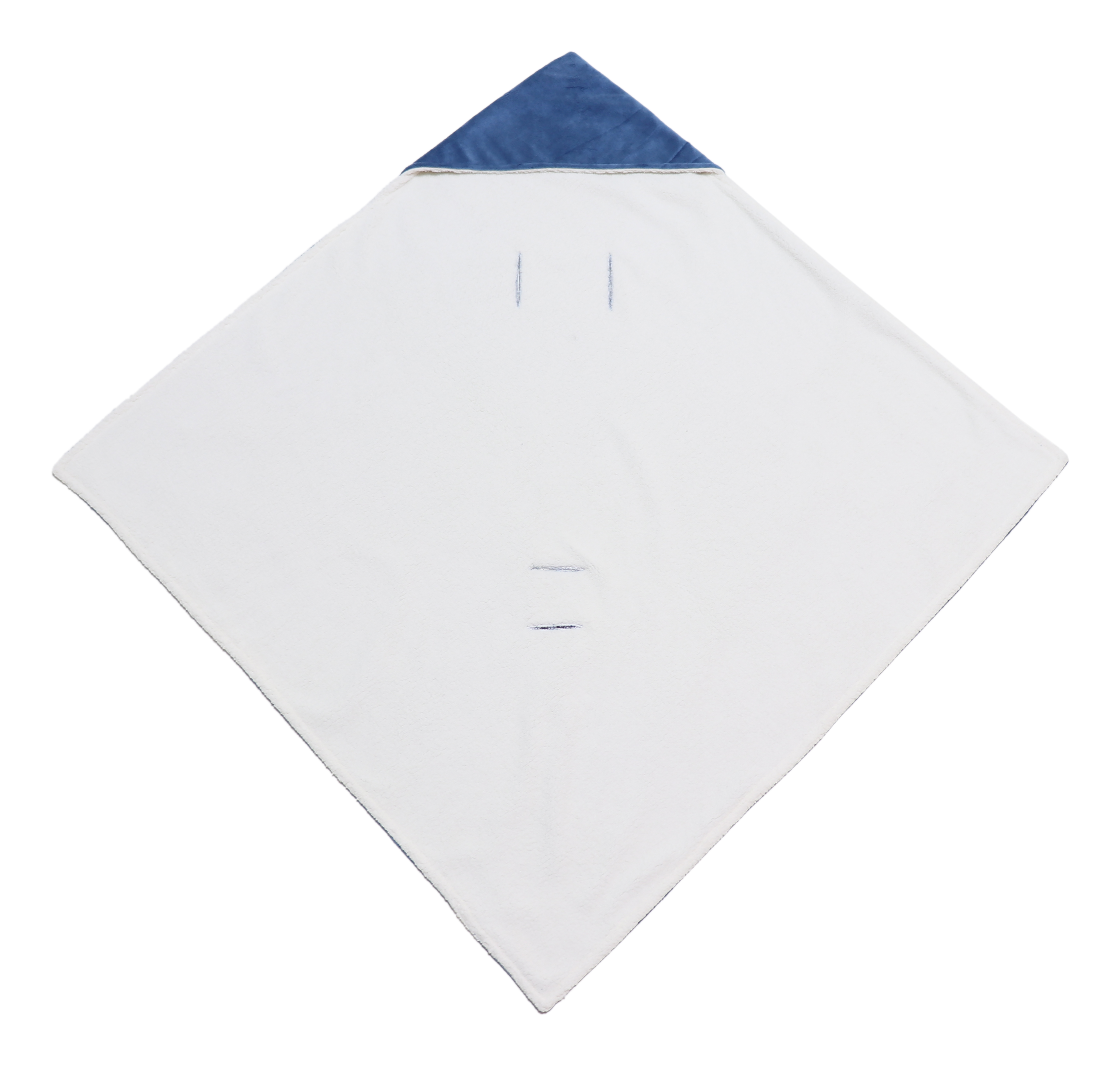 Kaiser Winter Wrap mit Kapuze, Farbe agean blue, komplett aufgefaltet, weiße Innenseite sichtbar