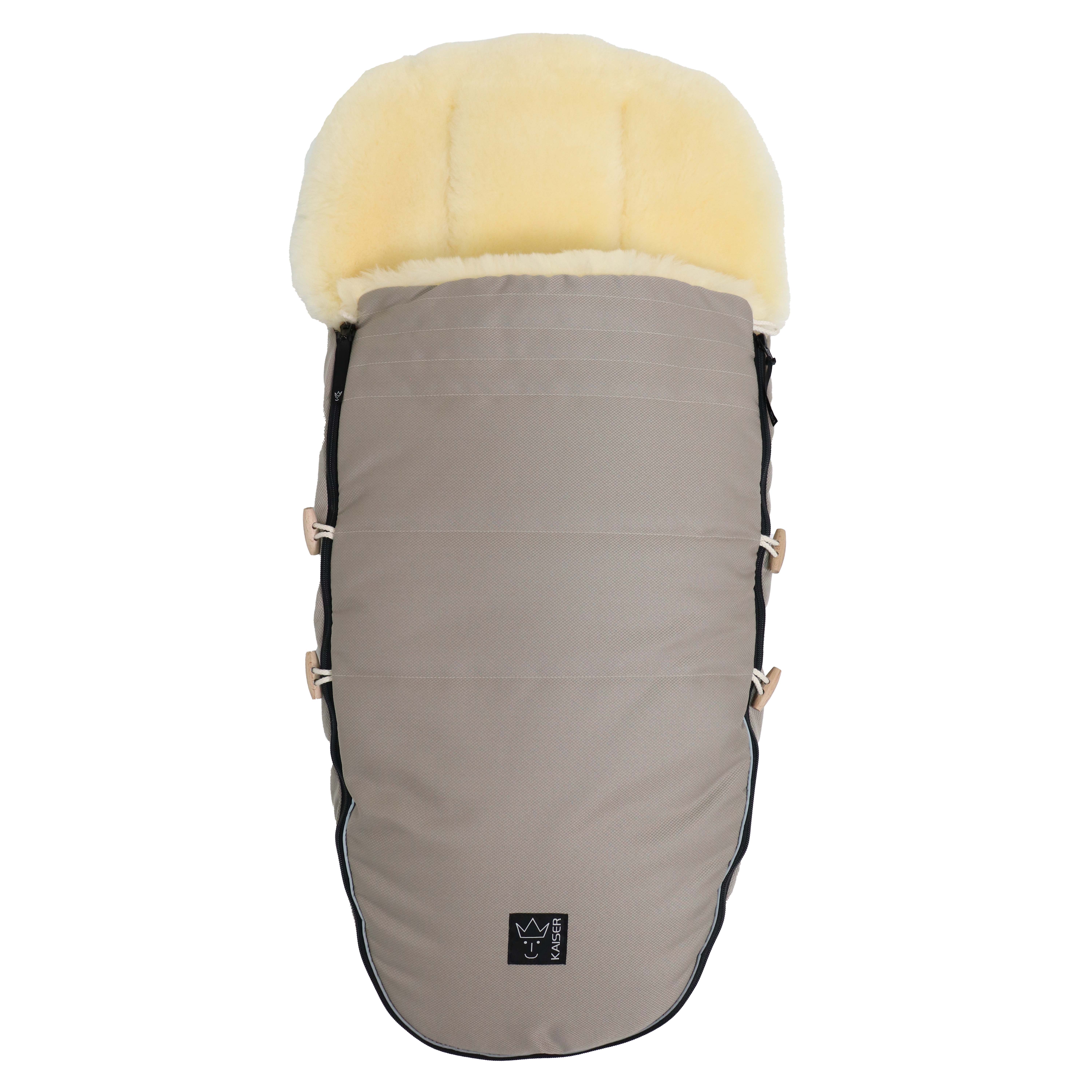 LOVE THE NATURE Lammfell Kinderwagen Fußsack Geschlossener Fußsack mit beigem Lammfell-Innenfutter in der Farbe angora