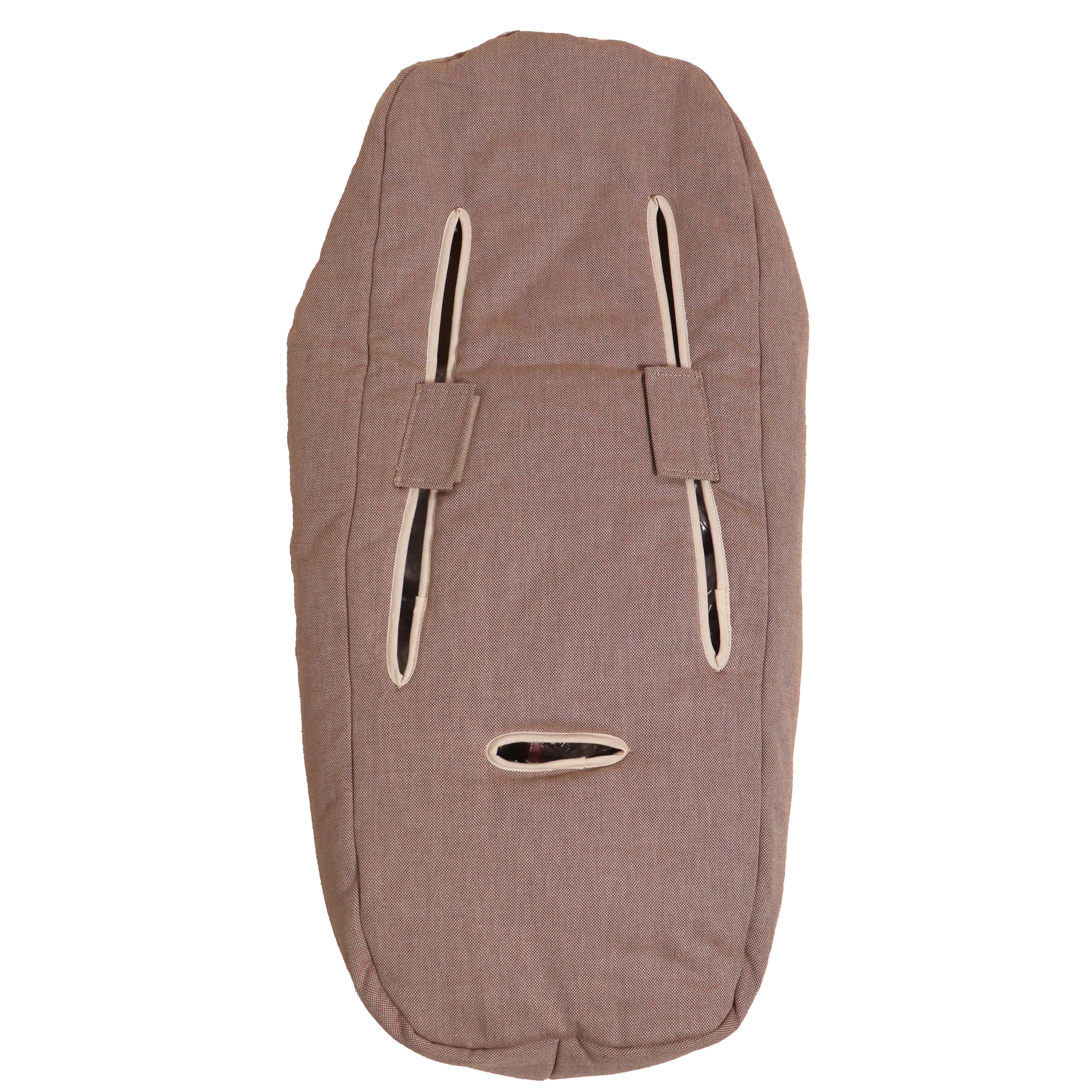 Rückseite LE PETIT Babyschalen Fußsack Bio-Baumwolle brown/nature mit Gurtschlitzen