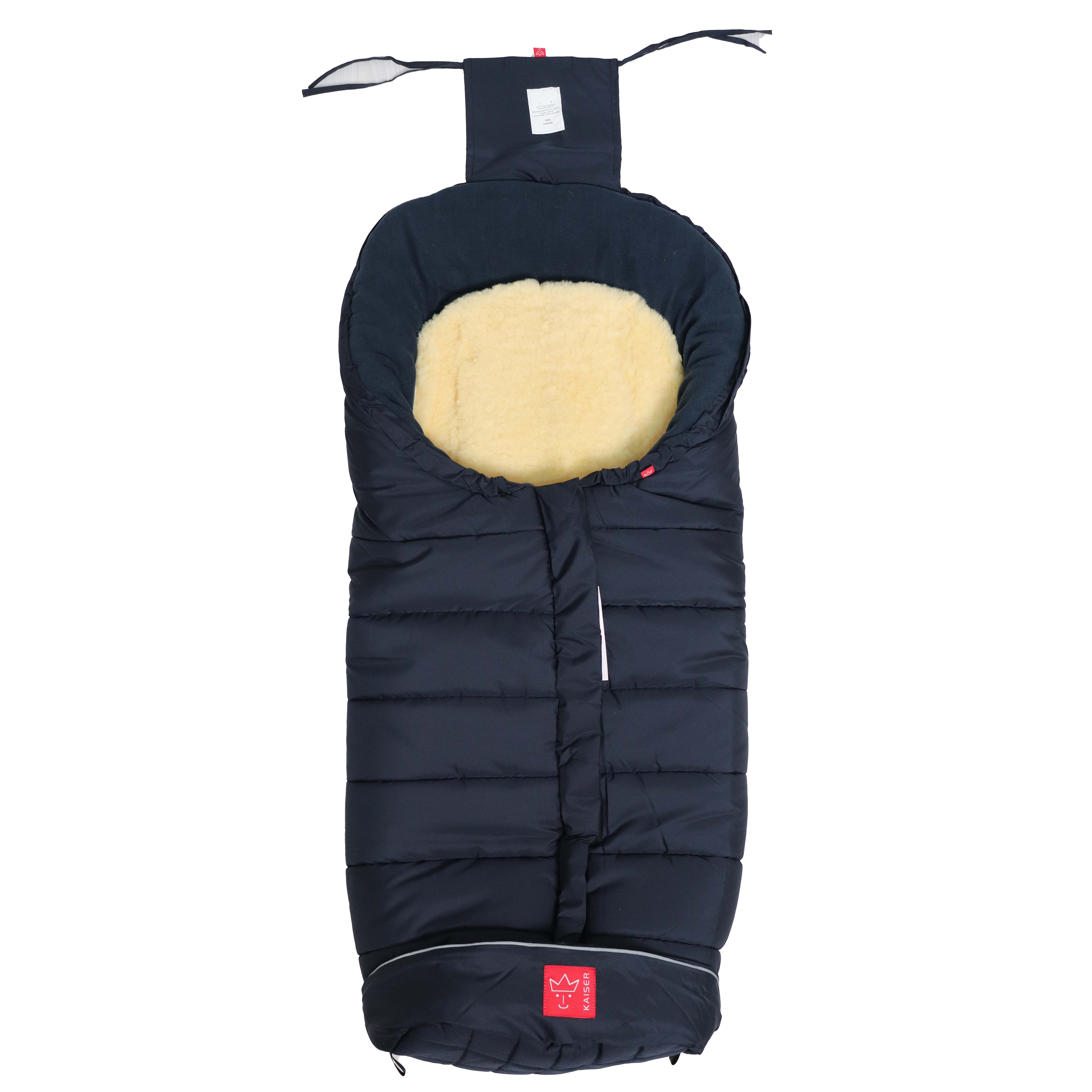 Thermofußsack aus Fleece mit herausnehmbarer Schaffelleinlage in navy