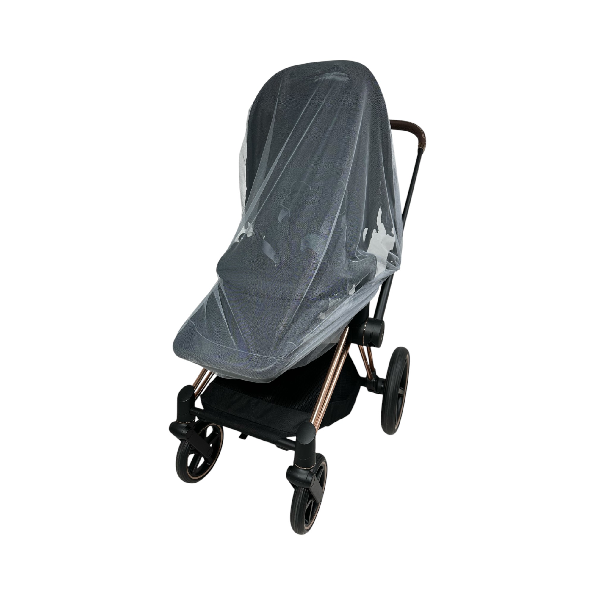 Titel f�r Moskitonetz f�r Kinderwagen Moskitonetz an Kinderwagen befestigt