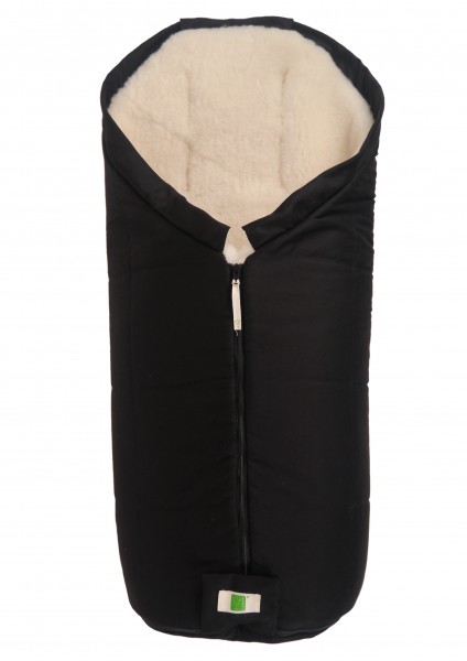 Winterfußsack in der Farbe schwarz für Kinderwagen mit Lammfell