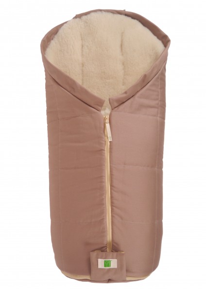Winterfußsack in der Farbe sand für Kinderwagen mit Lammfell