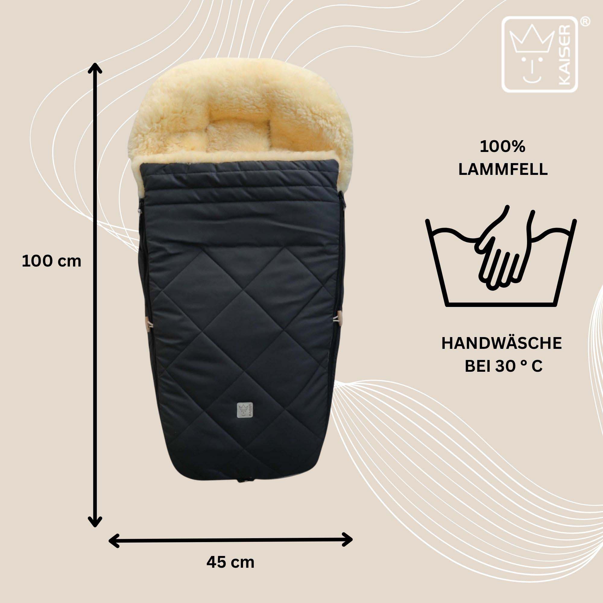 Maße: 100×45 cm – 100 % Lammfell, Handwäsche bei 30 °C empfohlen.