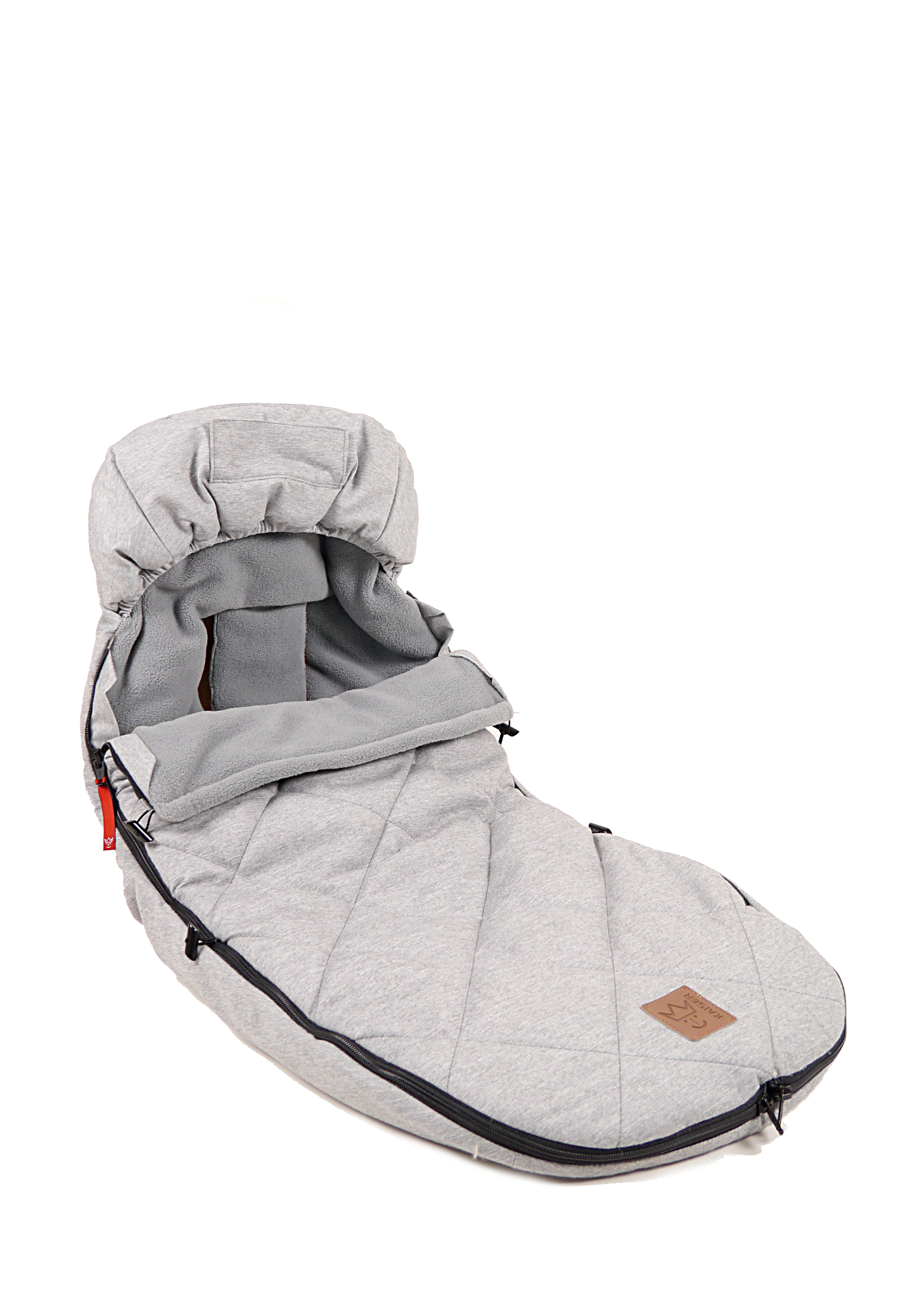 Hellgrauer Winterfußsack für Kinderwagen mit Kapuze und warmem Innenfutter