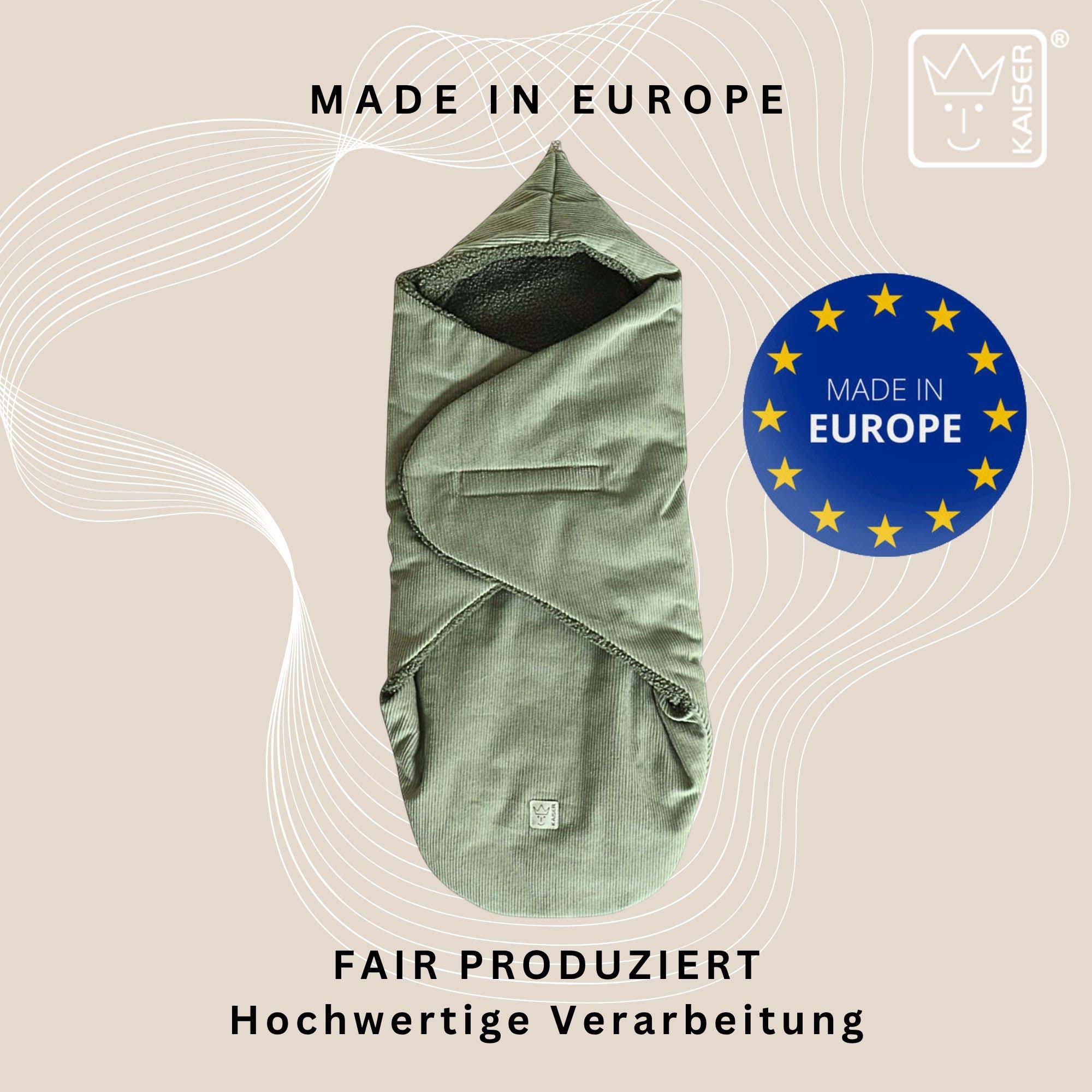 Produktfoto mit Siegel „Made in Europe“ – fair produziert und hochwertig verarbeitet.