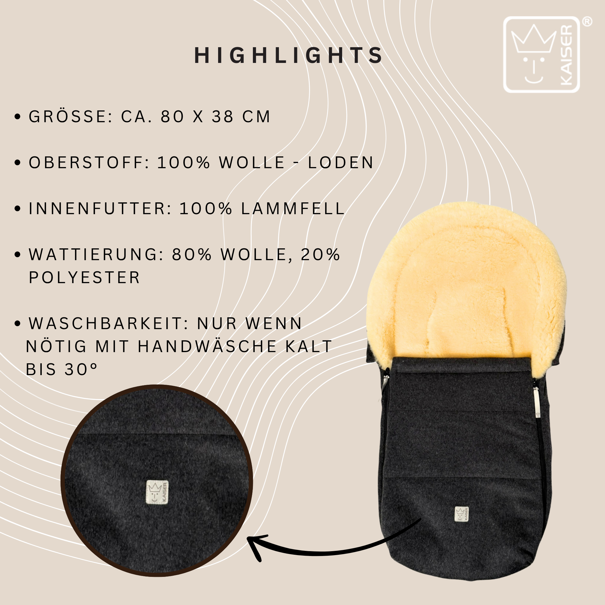EMILIA - Lammfell Babyschalen Fußsack