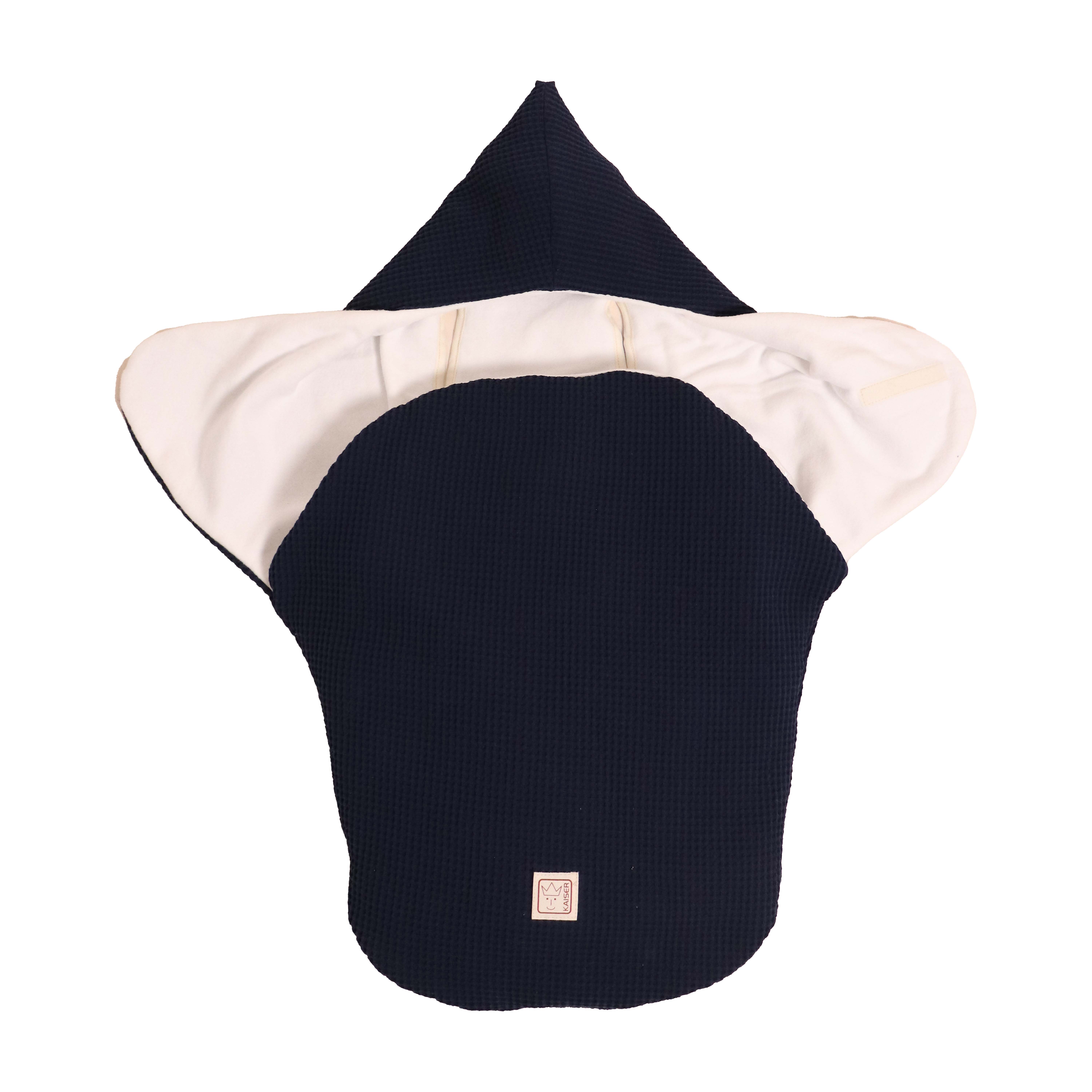 ALICE ORGANIC COTTON BIO Einschlagdecke navy geöffnet mit Baumwollfutter