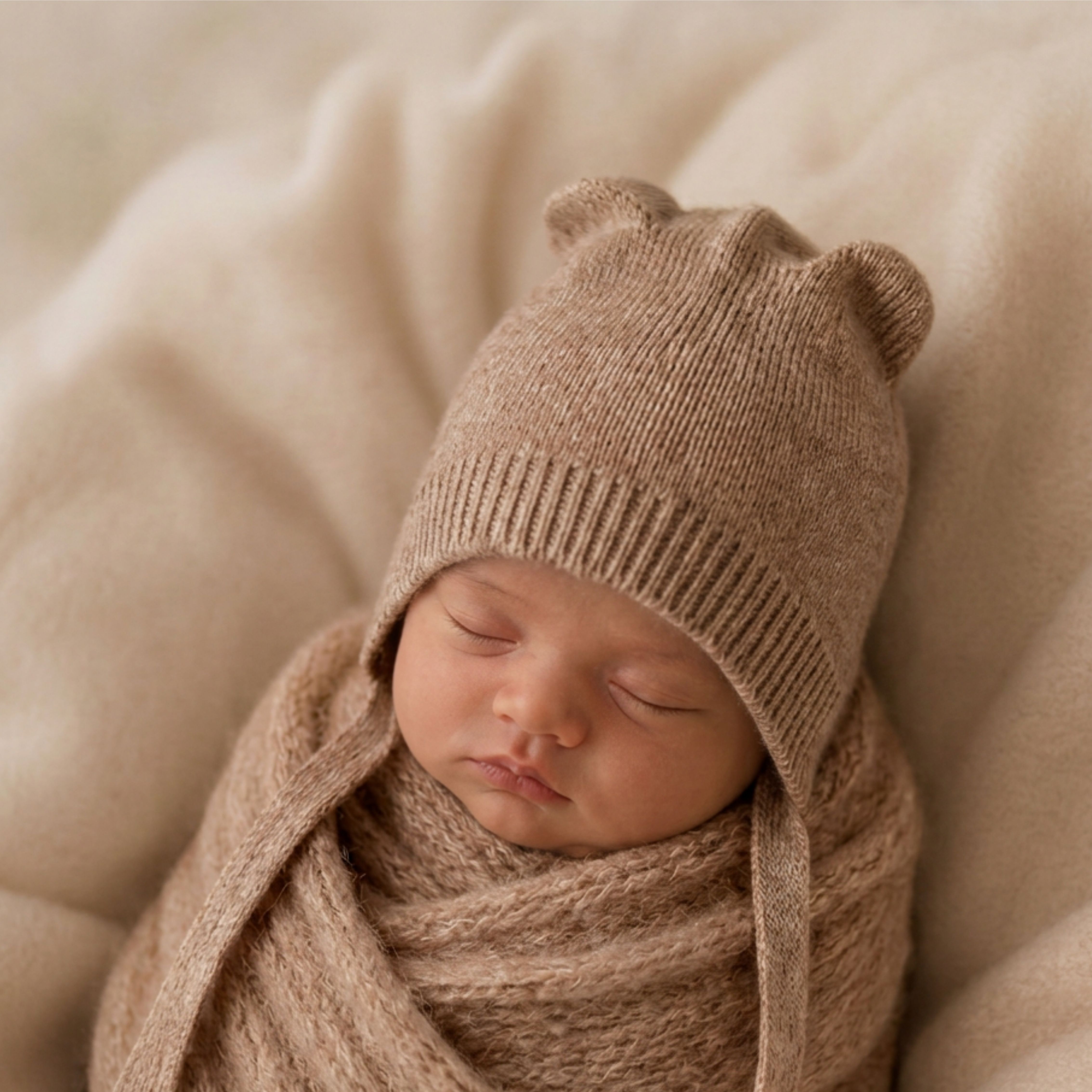 WOOL Babymütze, 100% Wool, light brown