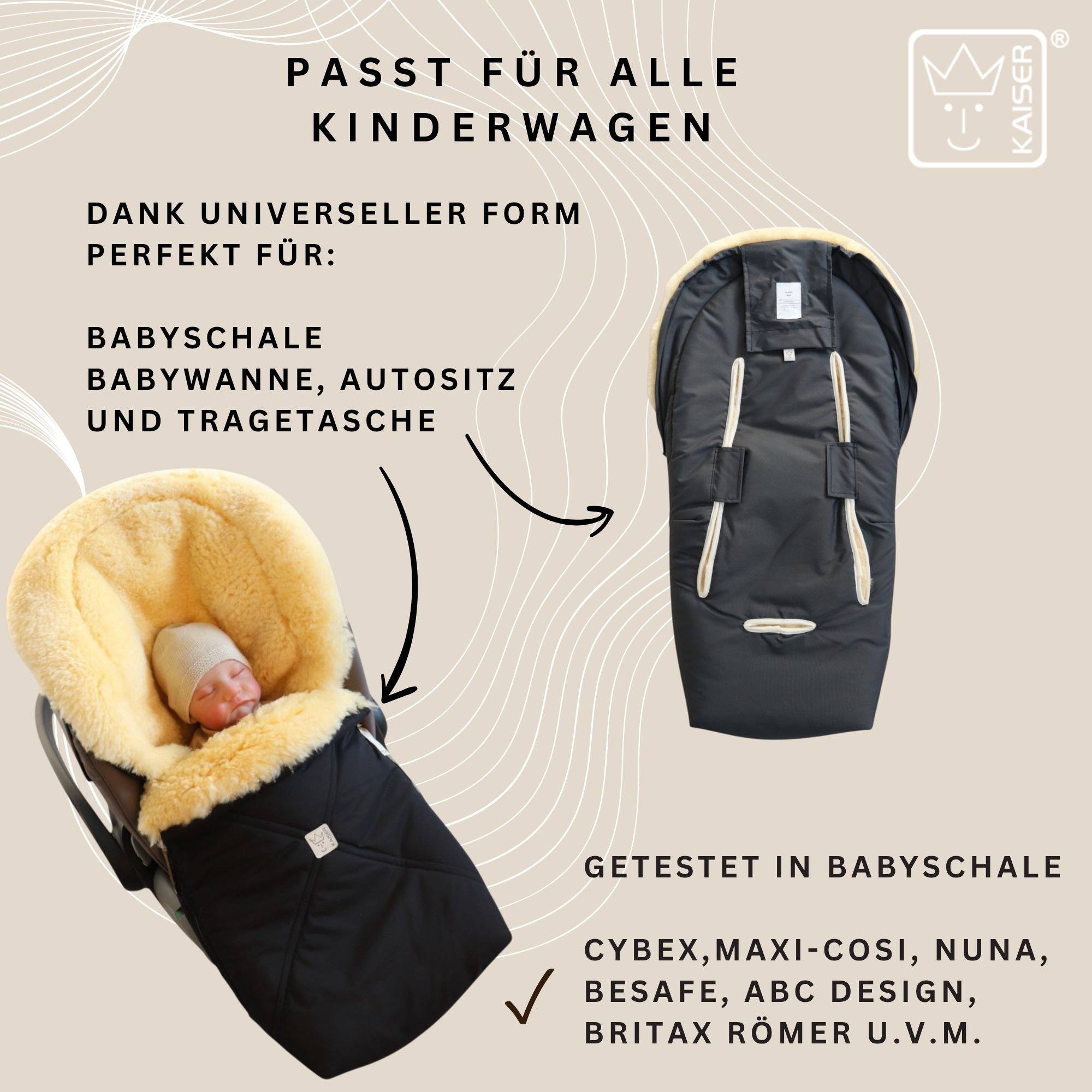 EMMY Lammfell Babyschalen-Fußsack