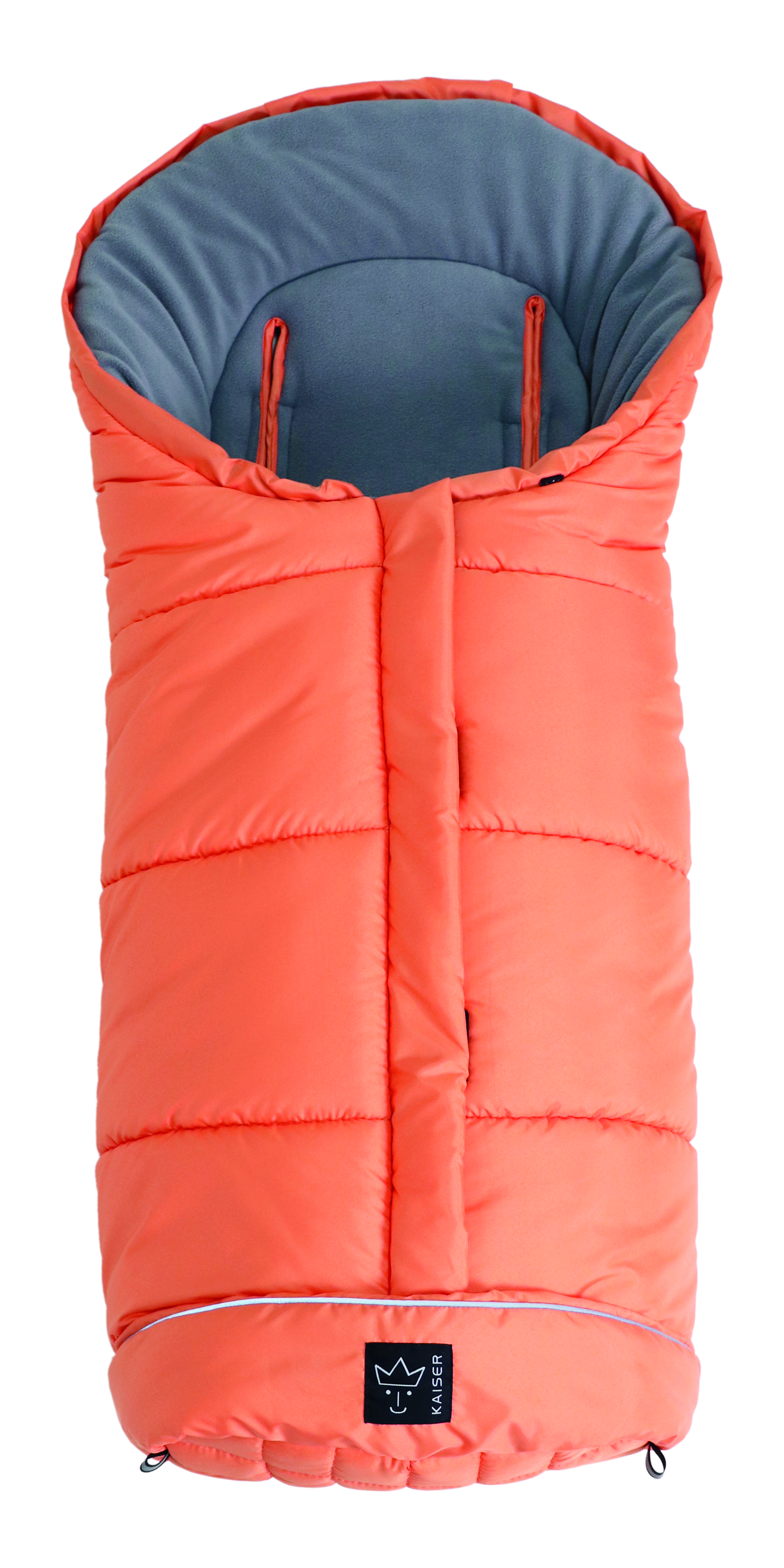 Thermofußsack in orange mit schwarzem Logo
