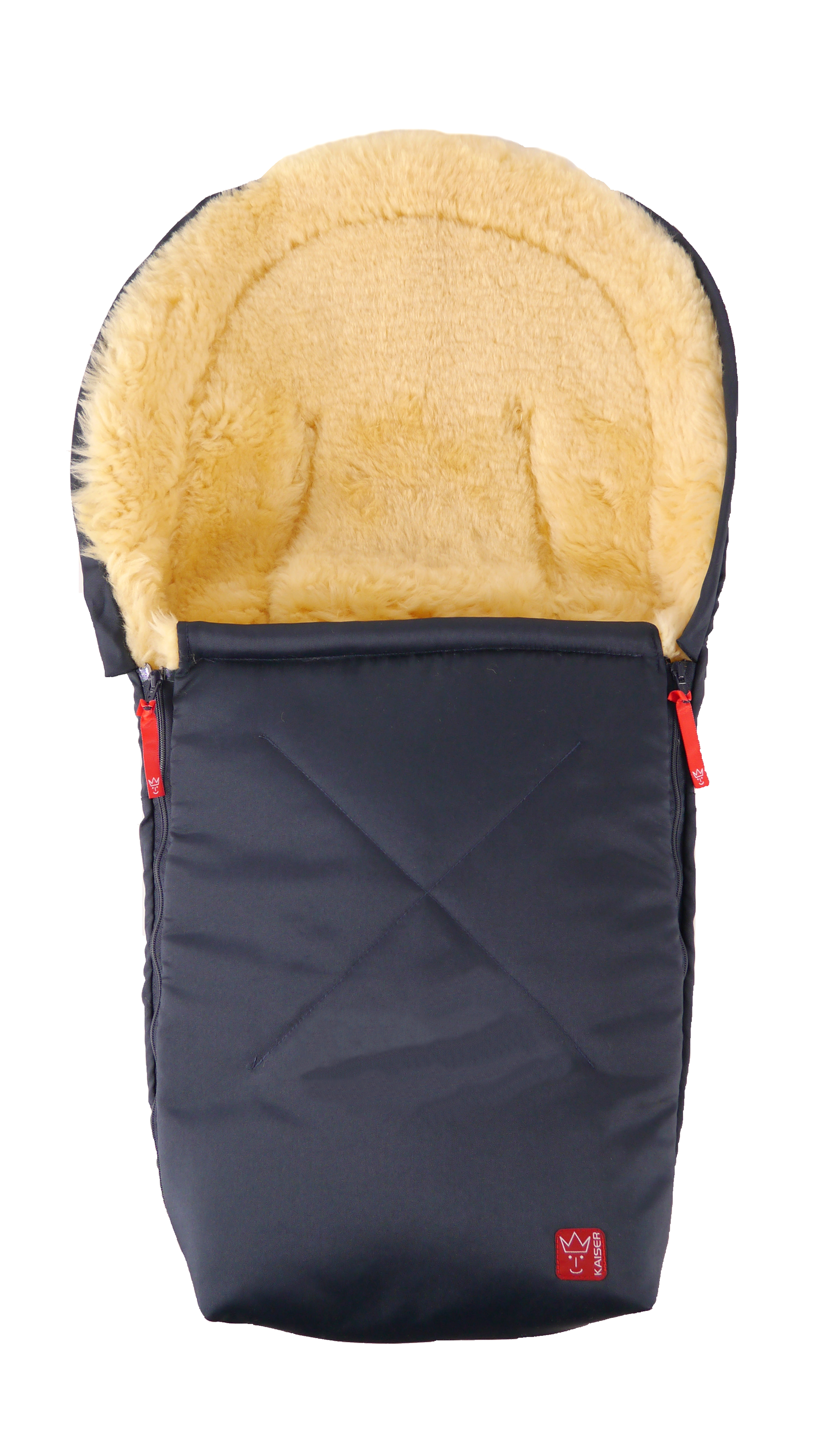 Lammfell-Fußsack von Kaiser in navy, Vorderansicht