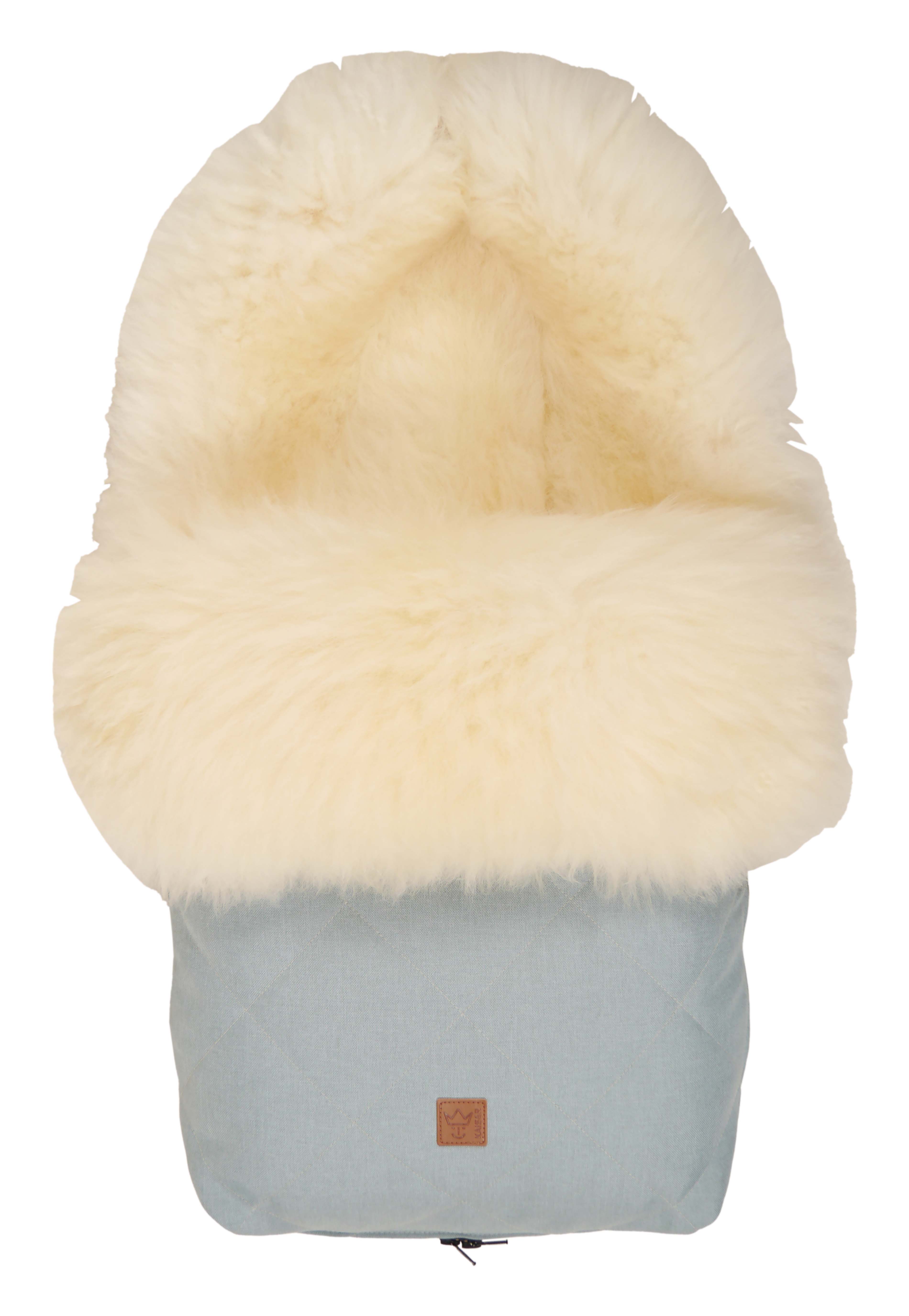 Fußsack mit dem Lammfell-Innenfutter in ice-green