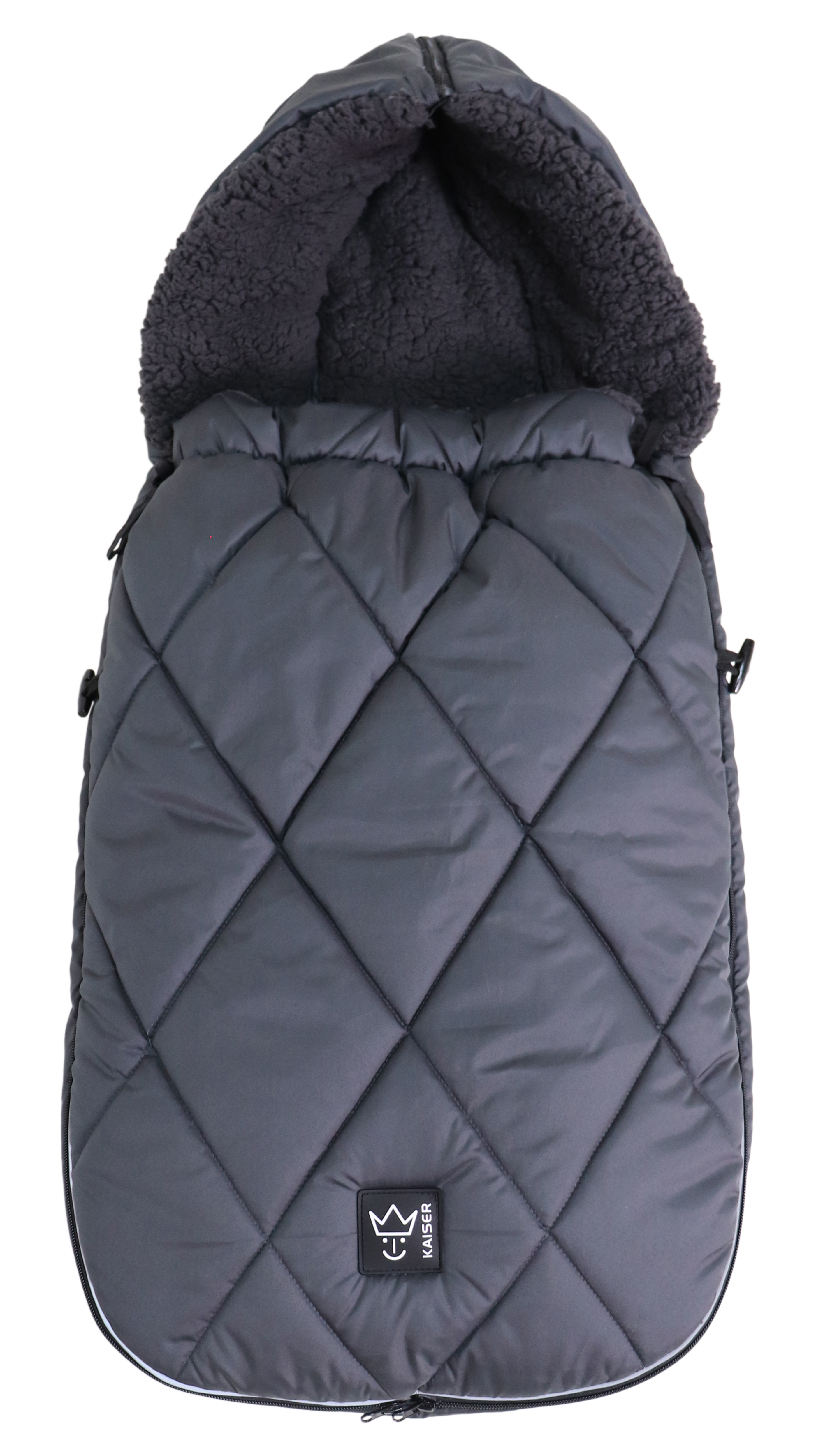 XL TOO Thermo-Kinderfußsack Geschlossener Fußsack mit einem Sherpa-Futter in der Farbe anthrazit