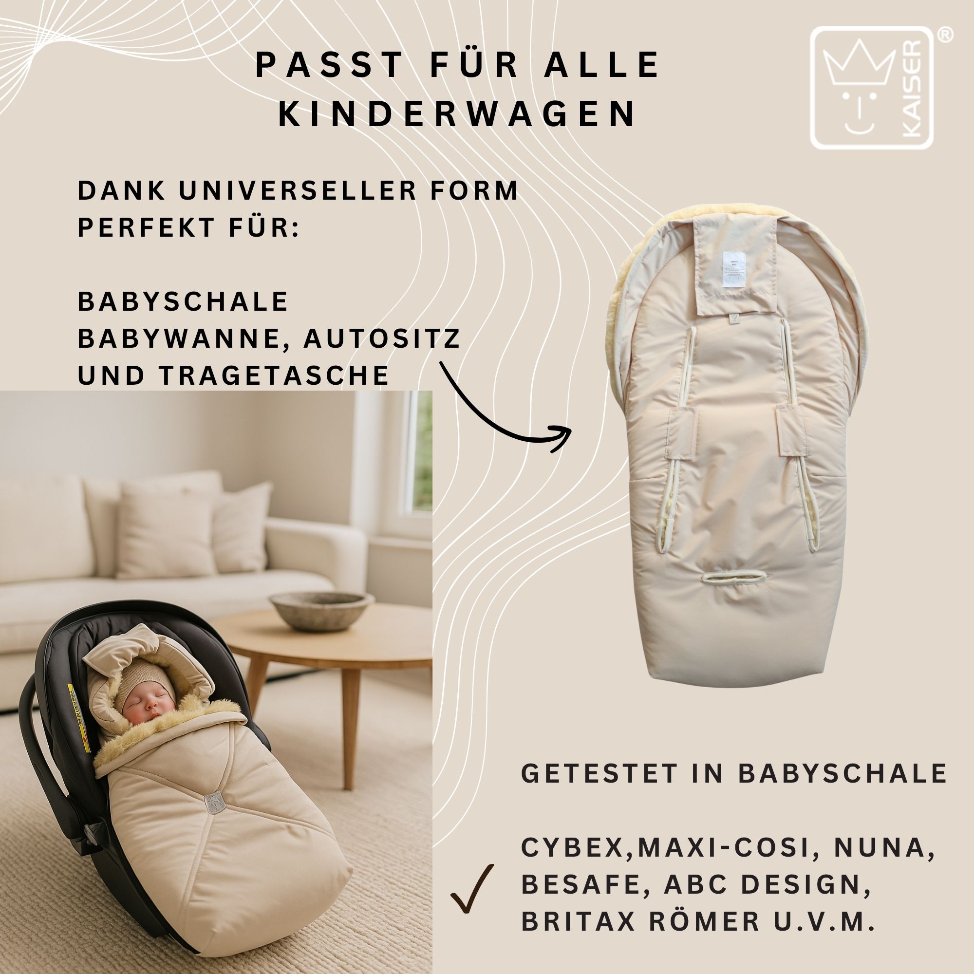 EMMY Lammfell Babyschalen-Fußsack